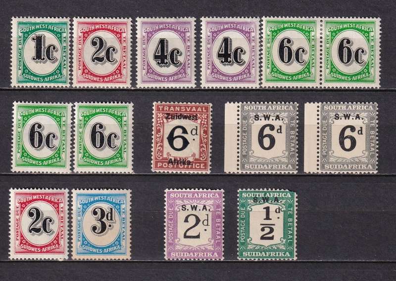 SWA Postage Due part sets, MNH