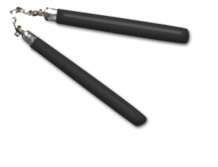 Nunchaku Fighting Sticks Padded for easy Training (Plain Black No Print On Handle)