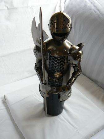 Metal Medieval Knight Wine Bottle Cover Uniquely Hand Crafted Bar Display
