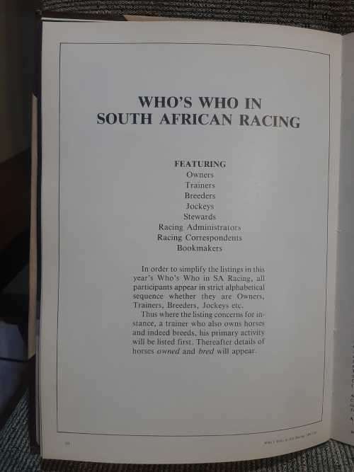 Who`s Who in South African horse racing.  1983/1984