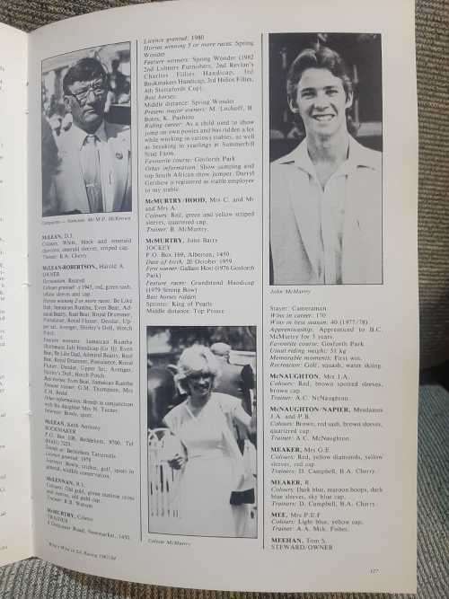 Who`s Who in South African horse racing.  1983/1984