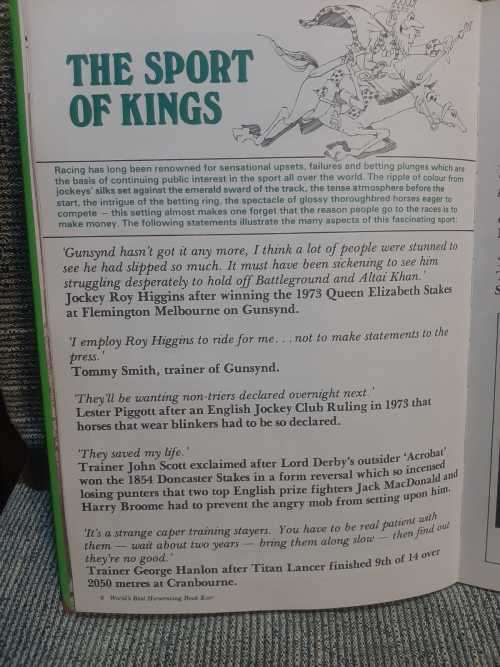 The world`s best horseracing book ever.  By Gary Alderdice