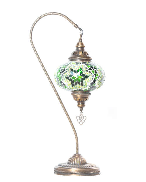 Dare to Be Epic: Turkish Handmade Mosaic Swan Neck Lamp Light - Green