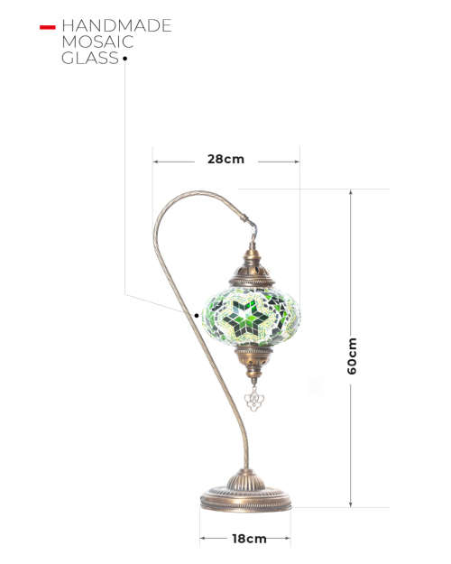 Dare to Be Epic: Turkish Handmade Mosaic Swan Neck Lamp Light - Green