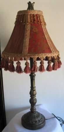 Decorative  Column Table Lamp with Beaded Shade