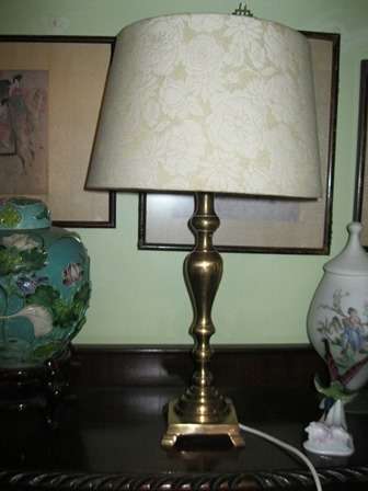 Solid Brass Table Lamp Base with Cream Rose shade