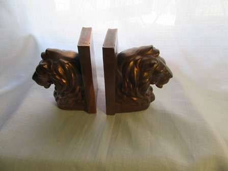 Stunning Pair of Lion Copper Book Ends