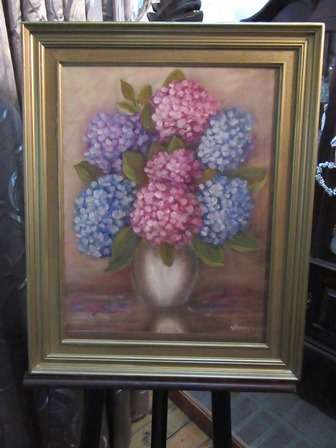Gorgeous Framed Painting of Agapanthas by SE Havafey Oil on Board
