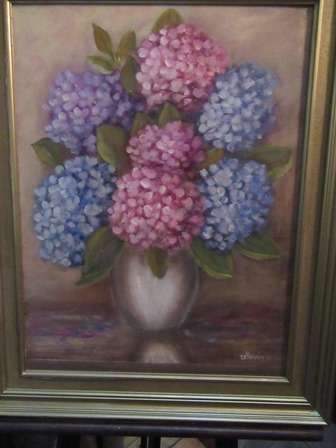 Gorgeous Framed Painting of Agapanthas by SE Havafey Oil on Board