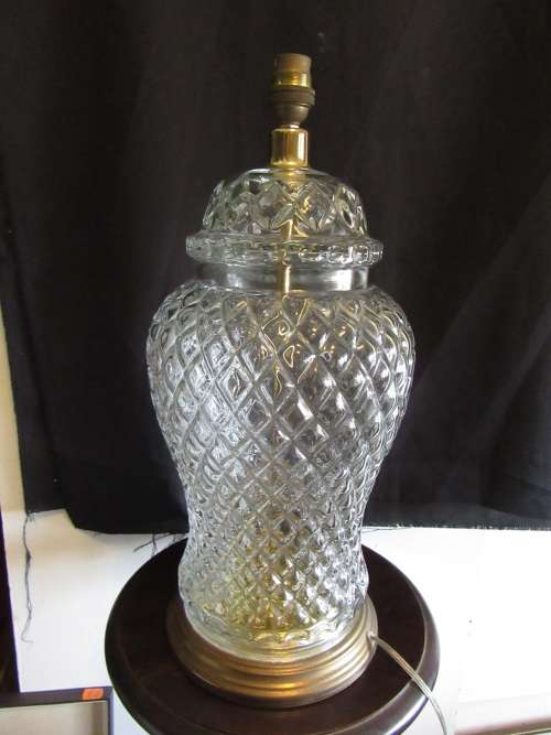 Gorgeous Chinoiserie Cut Glass Ginger Jar Table Lamp