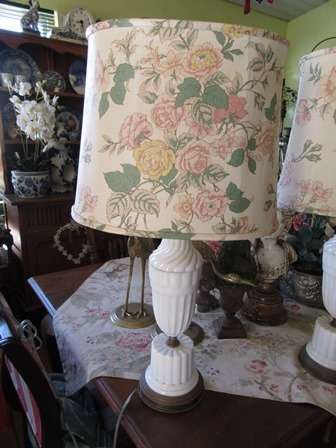 Pair of Milk Glass Table Lamps without Shades