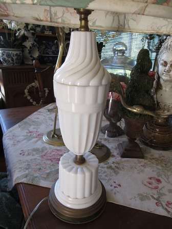 Pair of Milk Glass Table Lamps without Shades