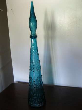 Vintage teal Blue decanter