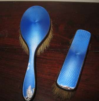 Blue Enamel brush and clothes Brush