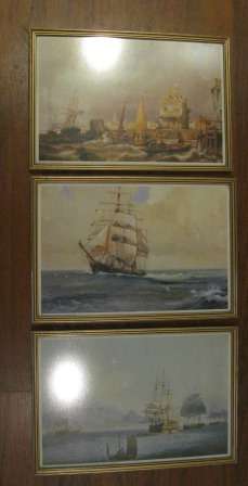 Set of Framed Prints x3 of  Sailing Ships