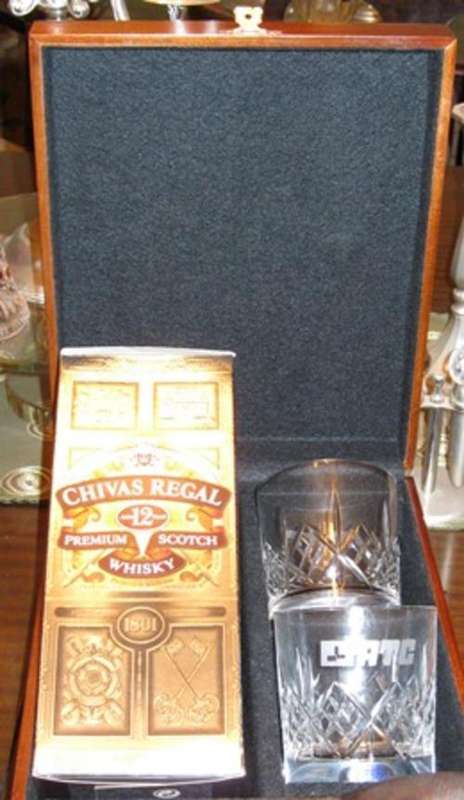Chivas Regal 12 year Old Whiskey in wooden Gift box with 2x whiskey glasses.