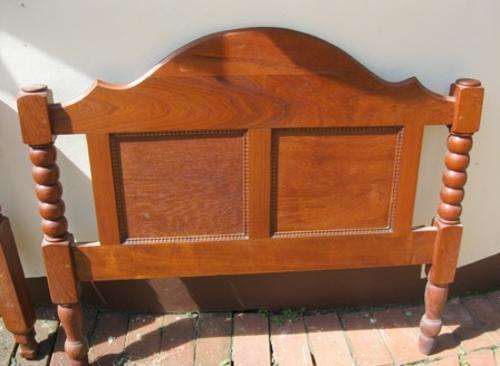 Teak Bobbin Single Bed Headboards x2