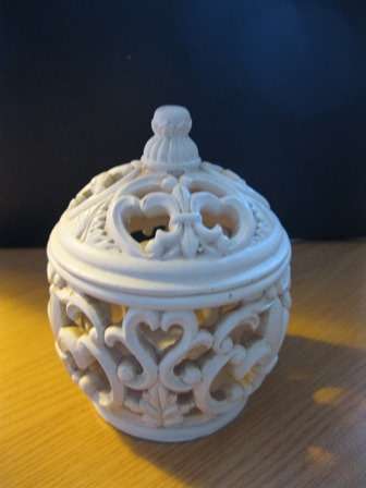 Carved cream Jar for your Dressing Table