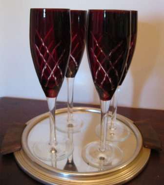 Ruby Red Champagne Flute Sparkling Wine Glass X4