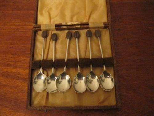 EPNS Coffee Bean Teaspoons Set of Six Boxed