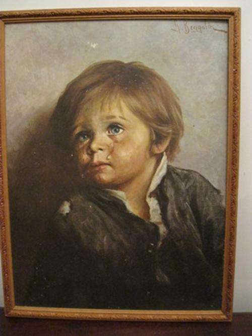 Vintage Print of Crying Boy
