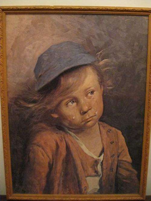 Vintage Print of Crying Boy