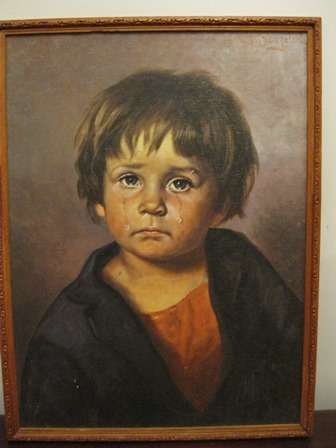Vintage Print of Crying Boy