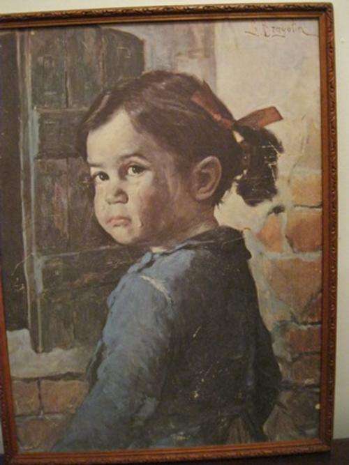 Vintage Print of Crying Girl