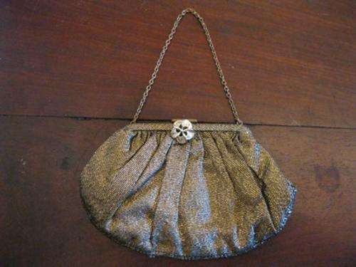 Vintage Gold & Black Lurex Evening Handbag CFR Made in England