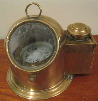 Early Large Brass Ships Compass