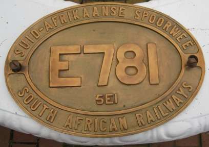 Authentic SAR Brass Electric Locomotive Railway Plate E781