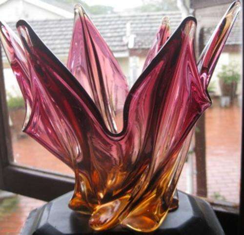 Vintage Murano Amber & Pink Art Glass