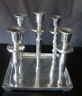 Silver\Pewter Candelabra 5  Arm on Square Base