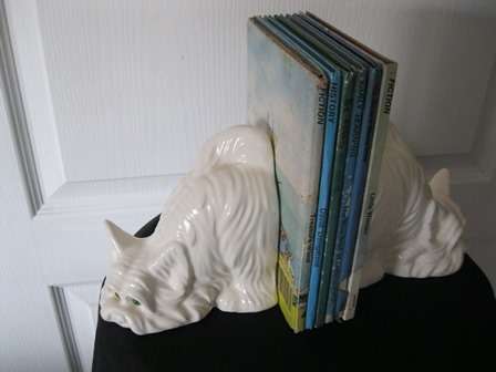Vintage German Porcelain Dog Bookends