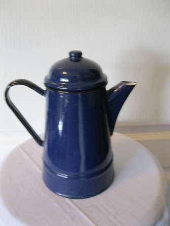 Vintage Enamel Navy Blue Coffee Pot