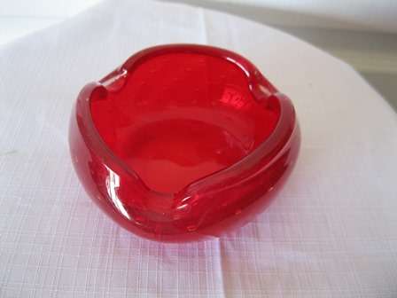 Murano Art Glass Ashtray with Tiny Bubbles in Glass