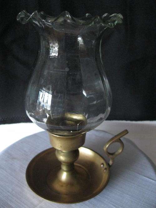 Stunning Brass & Glass Shade Candle Holder