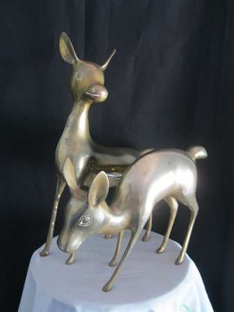 Pair of Large Brass Deer Bambi