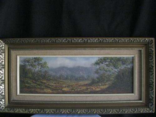 Stunning  Painting by Louis Repsold " Lanscape" Framed in a Gold Frame