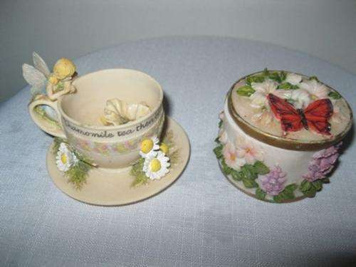 Fairy Collection " fairy Looking into a Teacup with a Trinket Jar