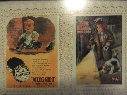Framed Vintage Advertising Prints for Nugget Shoe Polish & Ever Ready Batteries