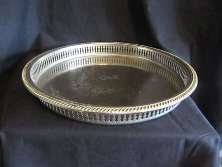 Round EPNS Gallery Tray Chased Design