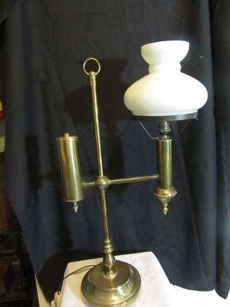 Brass Desk Lamp with Milk Glass Shade