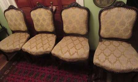 Set of 4 French Carved  Mahogany Chairs