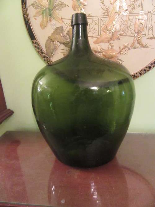 Vintage Dark Green Demijohn Bottle