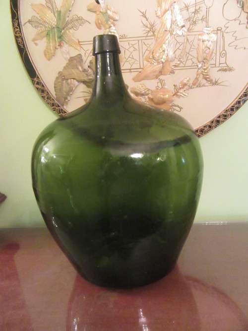 Vintage Dark Green Demijohn Bottle