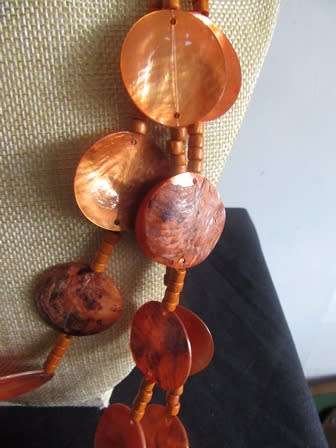 Vintage Multi Strand Shell Necklace - Rust