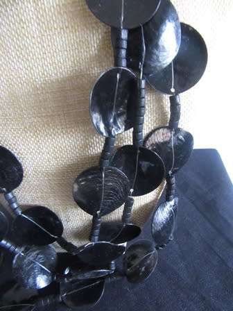 Vintage Multi Strand Shell Necklace - Black