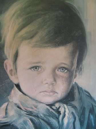Vintage Framed Crying Boy Print by Giovanni Bragolin
