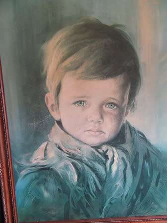 Vintage Framed Crying Boy Print by Giovanni Bragolin